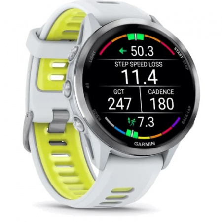 умные часы watch garmin forerunner 970 47mm titanium whitestone/yellow 010-02969-11