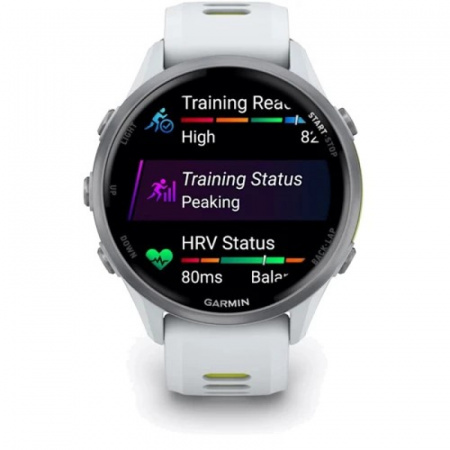 умные часы watch garmin forerunner 970 47mm titanium whitestone/yellow 010-02969-11