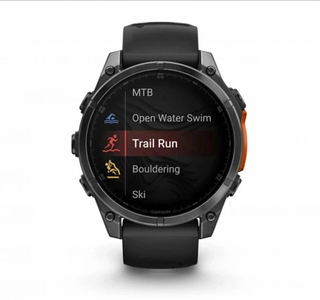 умные часы watch garmin fenix 8 43 amoled sapphire carbon gray dlc titanium with black silicone