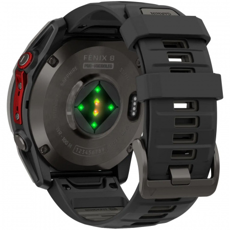 умные часы watch garmin fenix 8 51 microled sapphire carbon gray dlc titanium black / pebble gray